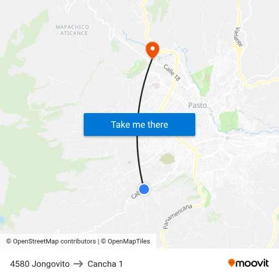 4580 Jongovito to Cancha 1 map