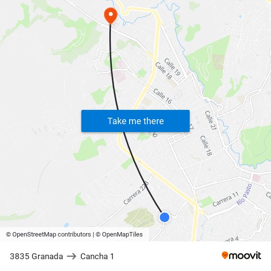 3835 Granada to Cancha 1 map