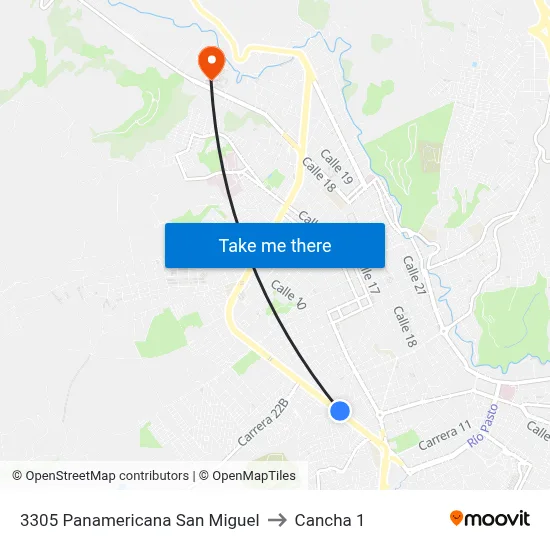 3305 Panamericana San Miguel to Cancha 1 map