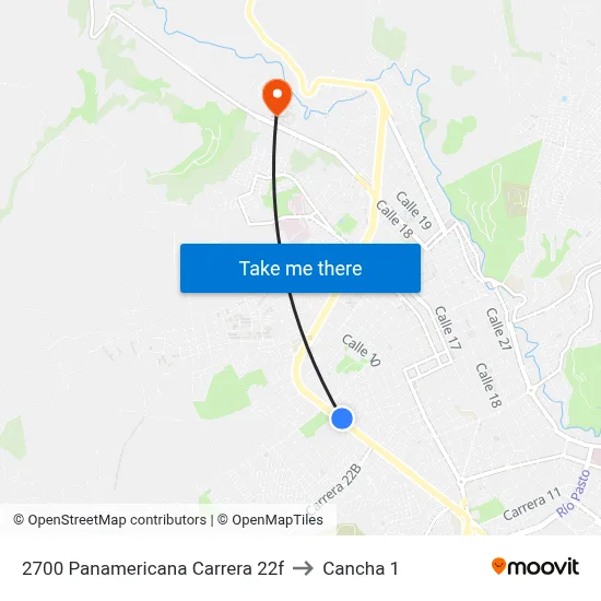 2700 Panamericana Carrera 22f to Cancha 1 map