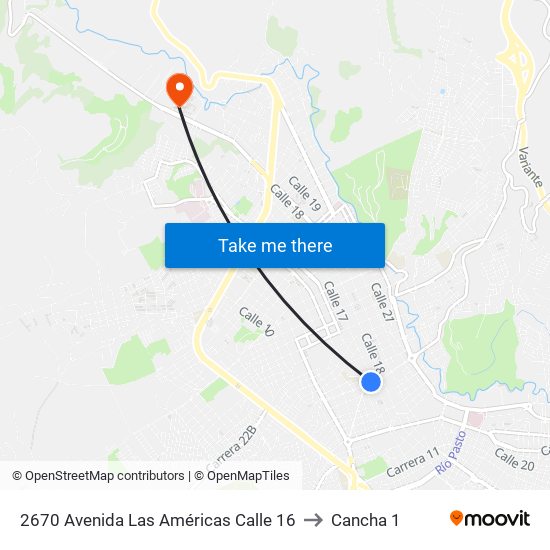 2670 Avenida Las Américas Calle 16 to Cancha 1 map