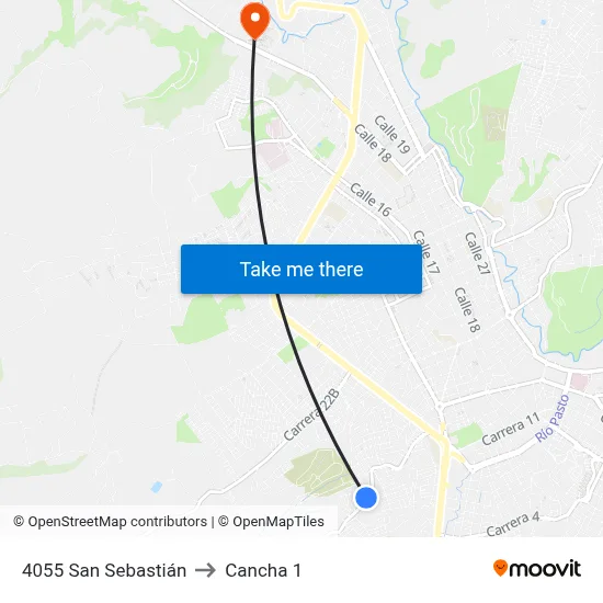 4055 San Sebastián to Cancha 1 map