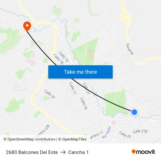 2680 Balcones Del Este to Cancha 1 map