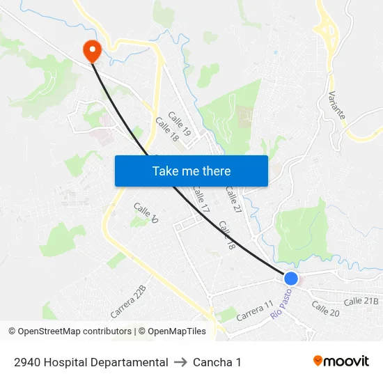 2940 Hospital Departamental to Cancha 1 map
