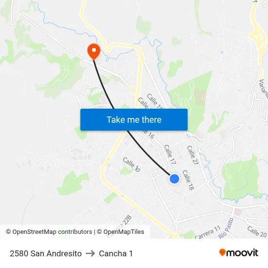 2580 San Andresito to Cancha 1 map