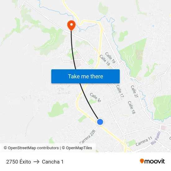 2750 Éxito to Cancha 1 map
