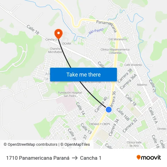 1710 Panamericana Paraná to Cancha 1 map