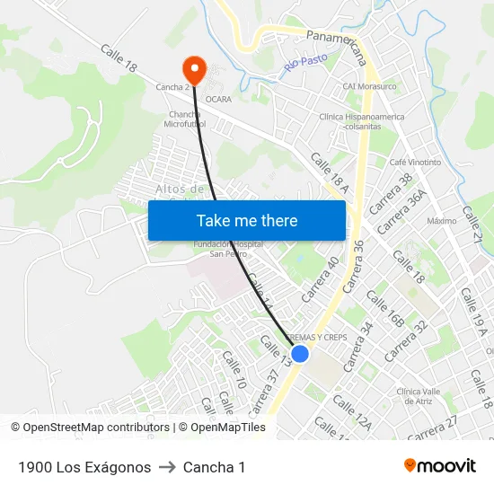 1900 Los Exágonos to Cancha 1 map