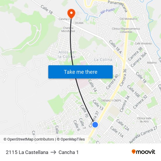 2115 La Castellana to Cancha 1 map