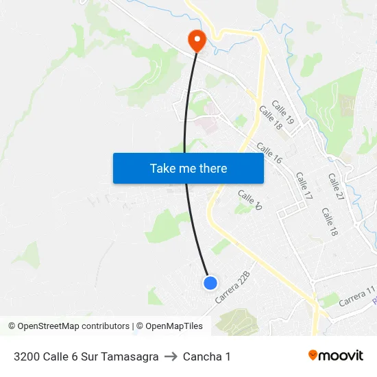 3200 Calle 6 Sur Tamasagra to Cancha 1 map