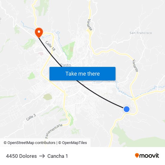 4450 Dolores to Cancha 1 map