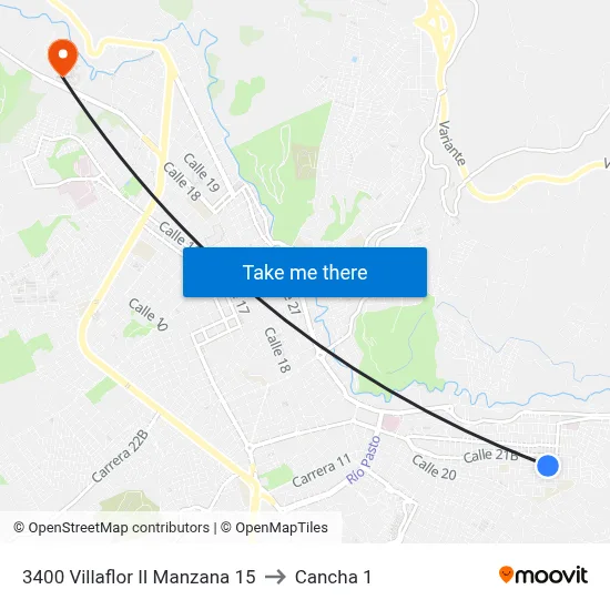 3400 Villaflor II Manzana 15 to Cancha 1 map