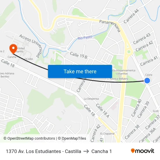 1370 Av. Los Estudiantes - Castilla to Cancha 1 map