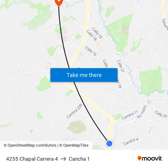 4255 Chapal Carrera 4 to Cancha 1 map