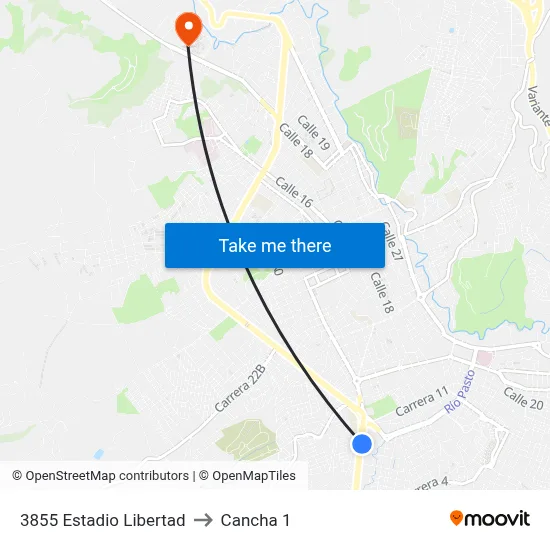 3855 Estadio Libertad to Cancha 1 map