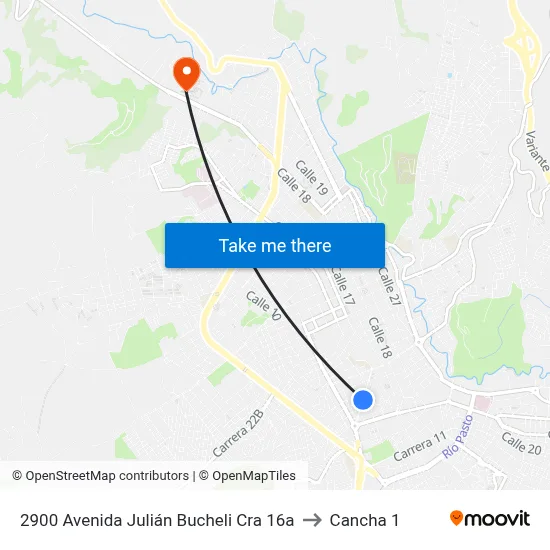 2900 Avenida Julián Bucheli Cra 16a to Cancha 1 map