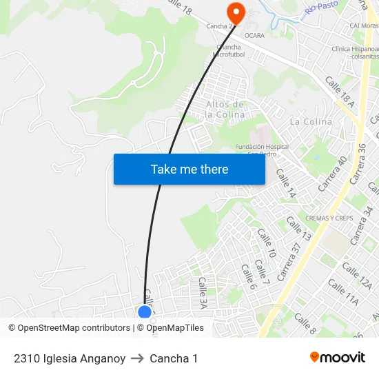 2310 Iglesia Anganoy to Cancha 1 map
