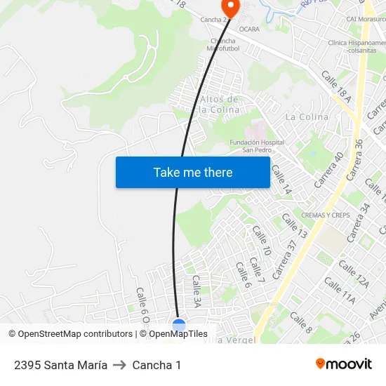 2395 Santa María to Cancha 1 map