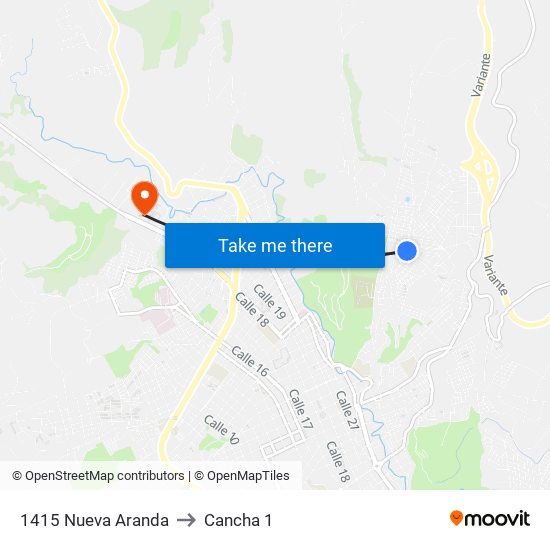 1415 Nueva Aranda to Cancha 1 map