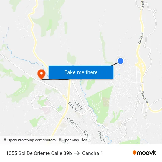 1055 Sol De Oriente Calle 39b to Cancha 1 map