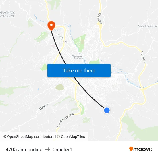 4705 Jamondino to Cancha 1 map