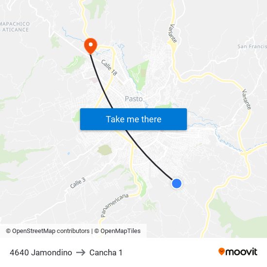 4640 Jamondino to Cancha 1 map