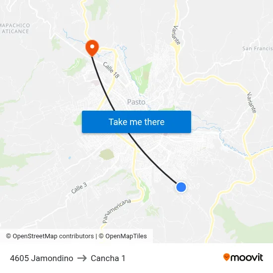 4605 Jamondino to Cancha 1 map