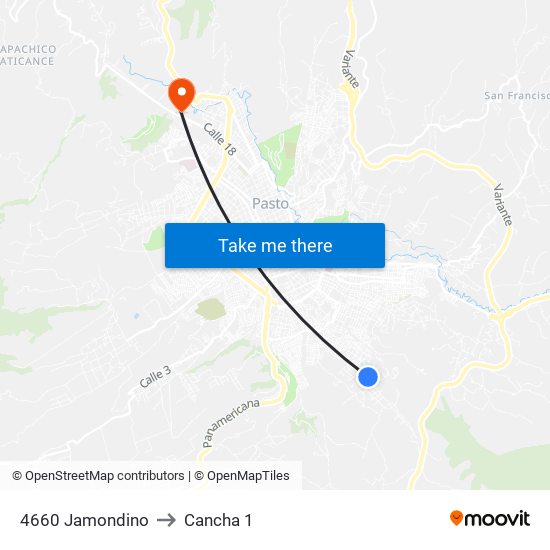 4660 Jamondino to Cancha 1 map