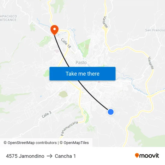 4575 Jamondino to Cancha 1 map