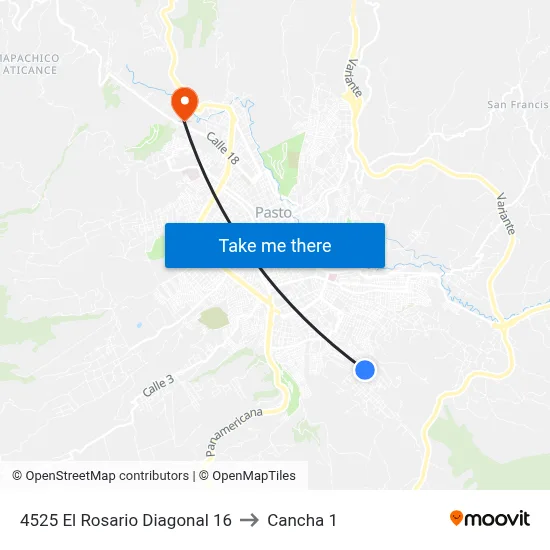 4525 El Rosario Diagonal 16 to Cancha 1 map