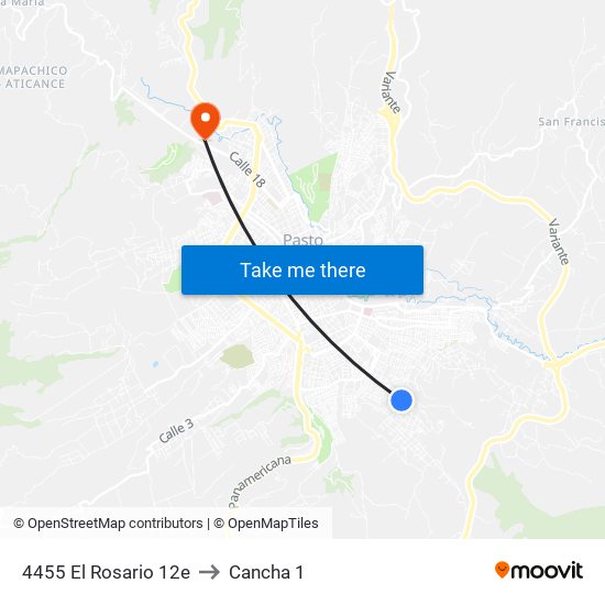 4455 El Rosario 12e to Cancha 1 map