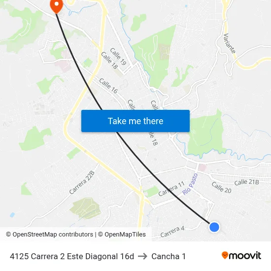 4125 Carrera 2 Este Diagonal 16d to Cancha 1 map