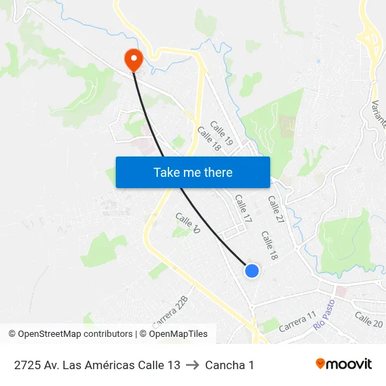 2725 Av. Las Américas Calle 13 to Cancha 1 map