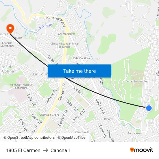 1805 El Carmen to Cancha 1 map