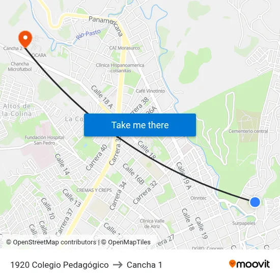 1920 Colegio Pedagógico to Cancha 1 map