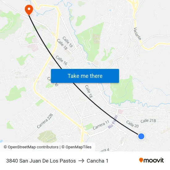 3840 San Juan De Los Pastos to Cancha 1 map