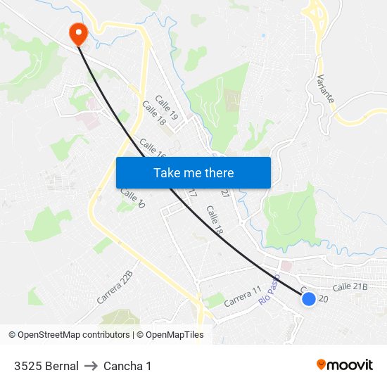 3525 Bernal to Cancha 1 map