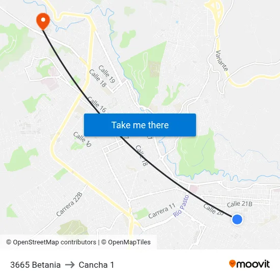 3665 Betania to Cancha 1 map