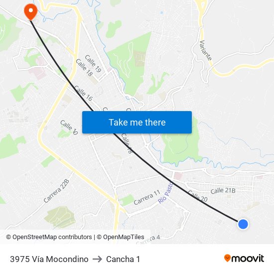 3975 Vía Mocondino to Cancha 1 map