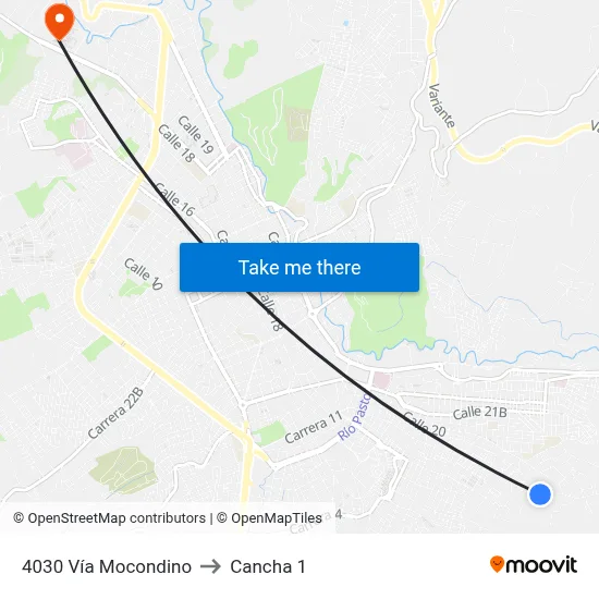 4030 Vía Mocondino to Cancha 1 map