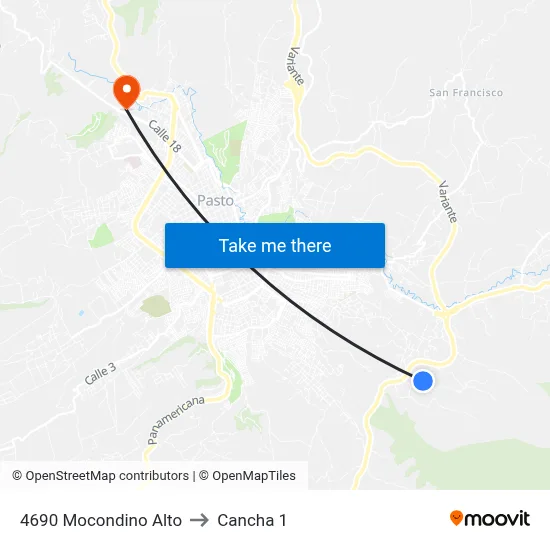 4690 Mocondino Alto to Cancha 1 map