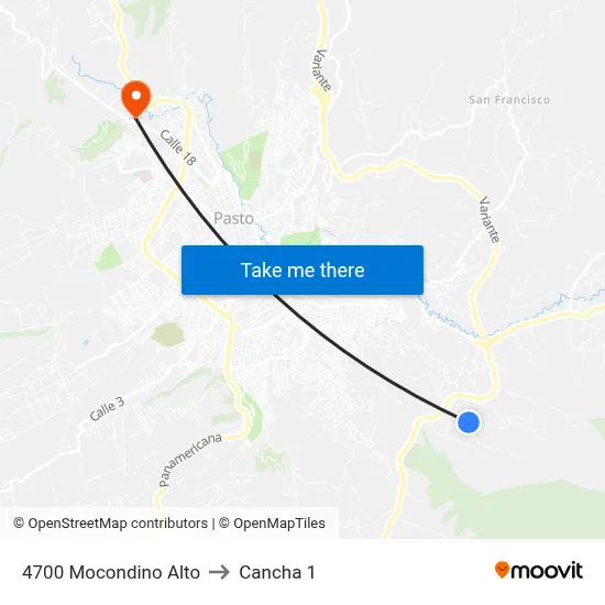 4700 Mocondino Alto to Cancha 1 map
