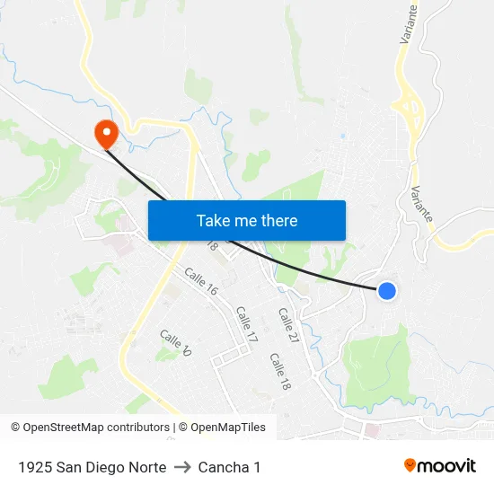 1925 San Diego Norte to Cancha 1 map