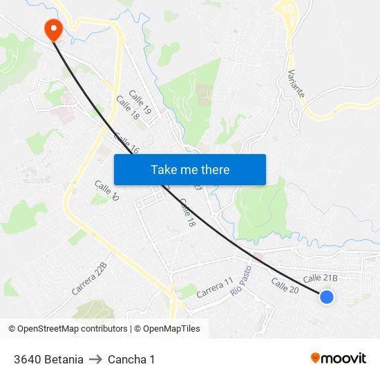 3640 Betania to Cancha 1 map