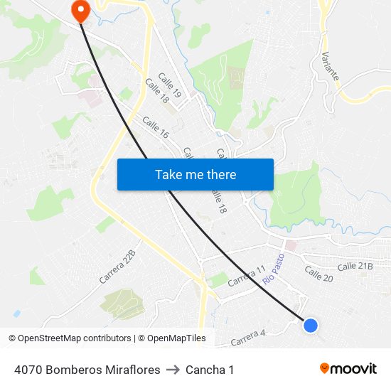 4070 Bomberos Miraflores to Cancha 1 map
