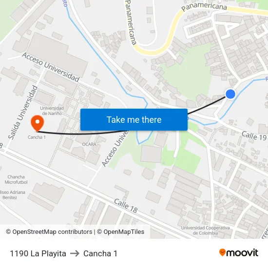 1190 La Playita to Cancha 1 map