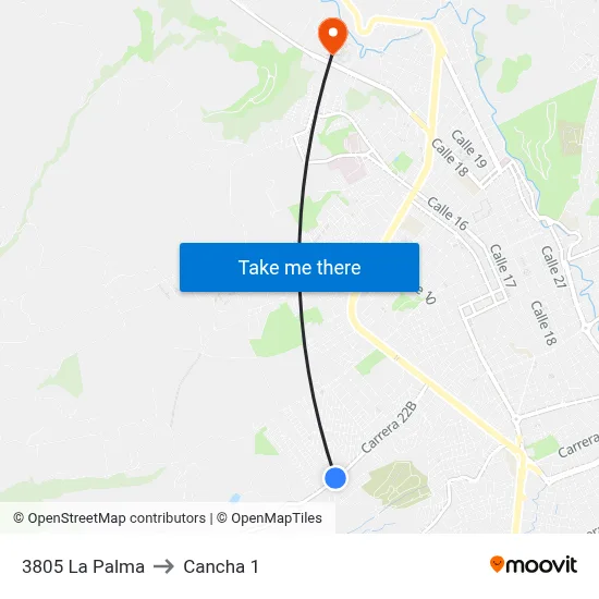 3805 La Palma to Cancha 1 map