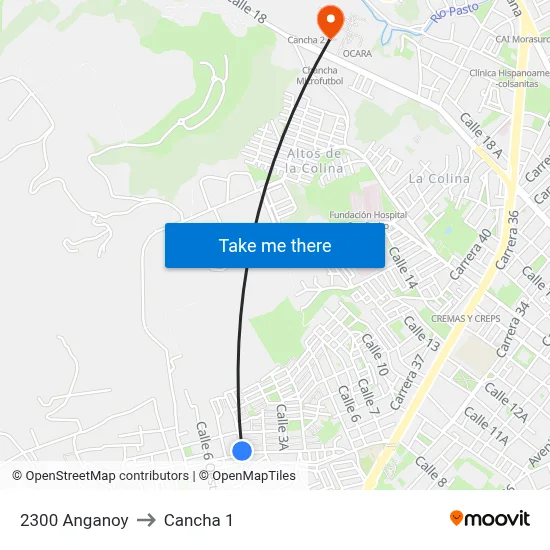 2300 Anganoy to Cancha 1 map