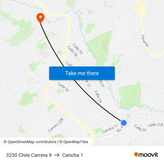 3230 Chile Carrera 9 to Cancha 1 map