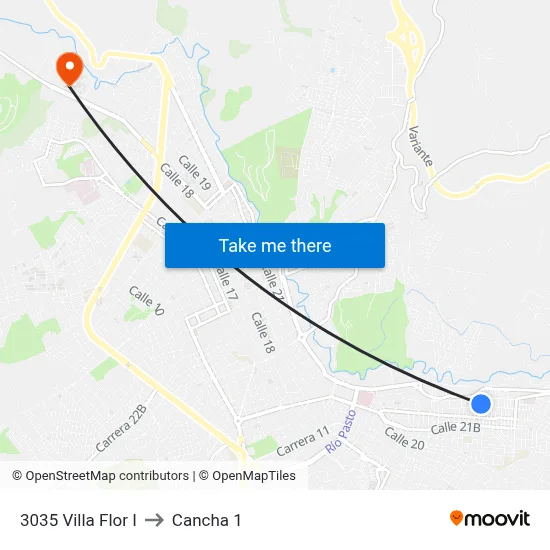 3035 Villa Flor I to Cancha 1 map